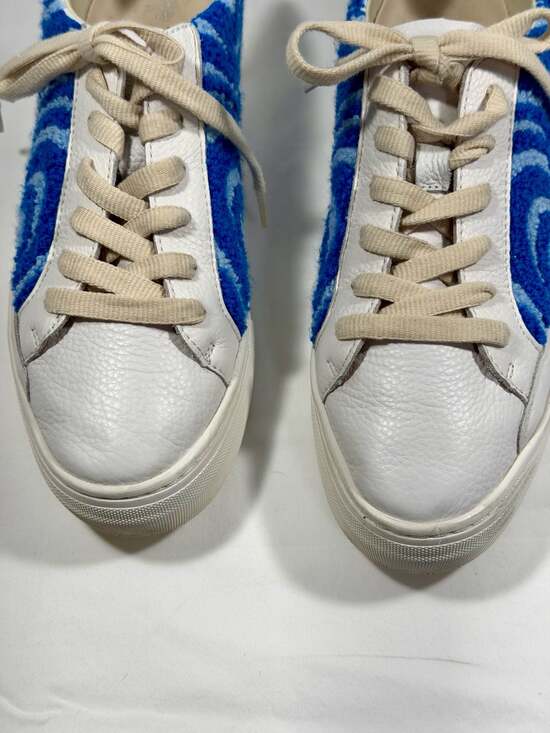 Soludos Ibiza Platform Psychedelic Spiral Leather Sneakers in Marine Blue - Picture 3 of 10